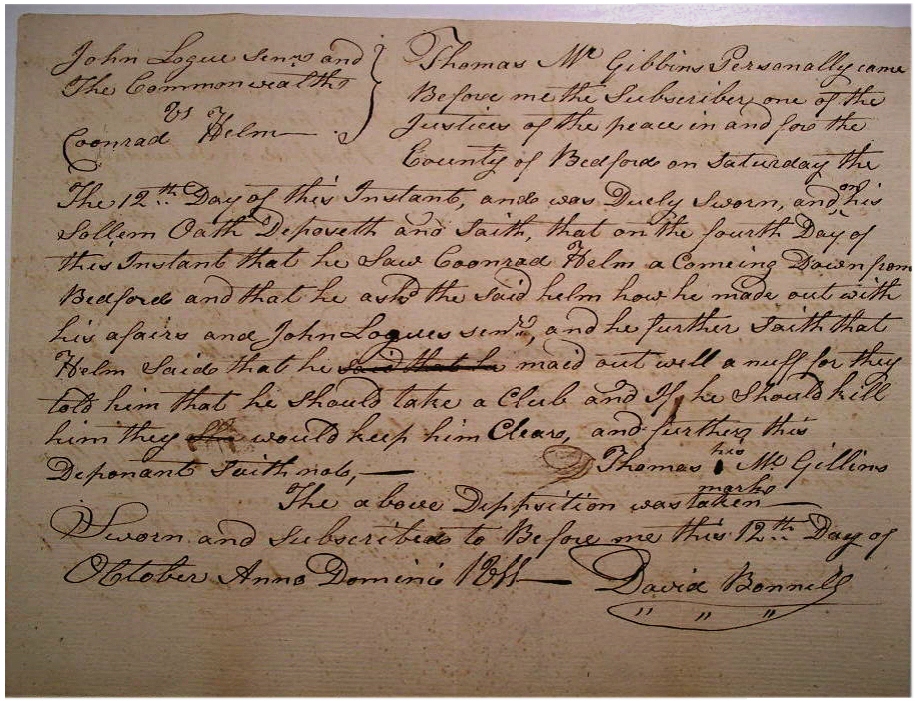 John LOGUE 1811 Original DEPOSITION of THOMAS McGIBBINS ver